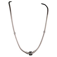Vintage Pandora Moments Sterling Silver Snake Chain Charm Necklace 18 In