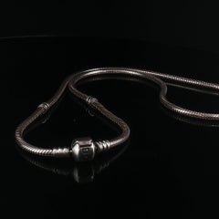 Vintage Pandora Moments Sterling Silver Snake Chain Charm Necklace 18 In