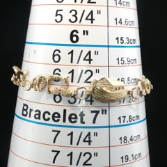 Vintage 14K Yellow Gold Noah's Ark Animal Charm Bracelet Diamond Cut 7.25"
