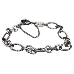 Vintage James Avery 925 Silver Add-A-Charm Oval Twist Link Bracelet 7'' + Safety