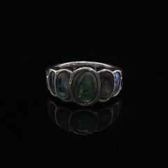 Vintage Sterling Silver Graduated Abalone Shell Inlay Ring Size 5 3.1g