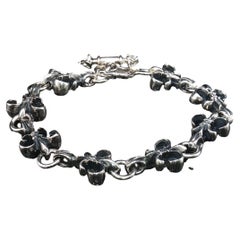Vintage-Armband aus Sterlingsilber mit Fleur-de-Lis-Gliedern und handgefertigtem Knebelverschluss, 8,5''
