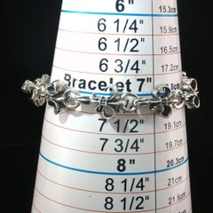 Vintage-Armband aus Sterlingsilber mit Fleur-de-Lis-Gliedern und handgefertigtem Knebelverschluss, 8,5''
