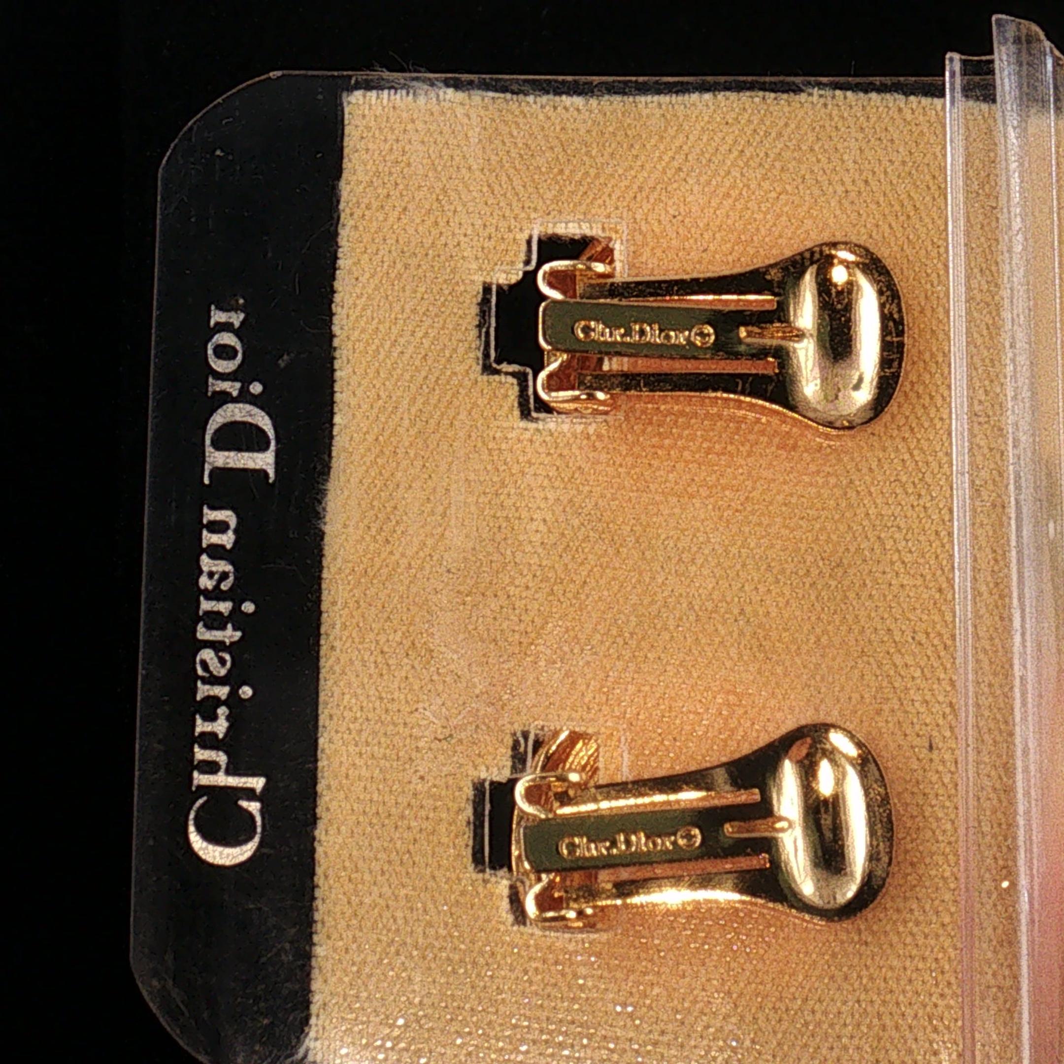 Vintage Christian Dior Gold-Tone Faux Pearl Rhinestone Clip-On Earrings ...