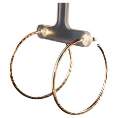 James Avery 14K Yellow Gold Hammered Round Hoop Earrings 6.2g Estate Jewelry