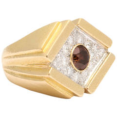 David Webb Natural Brown and White Diamond Gold Ring 10