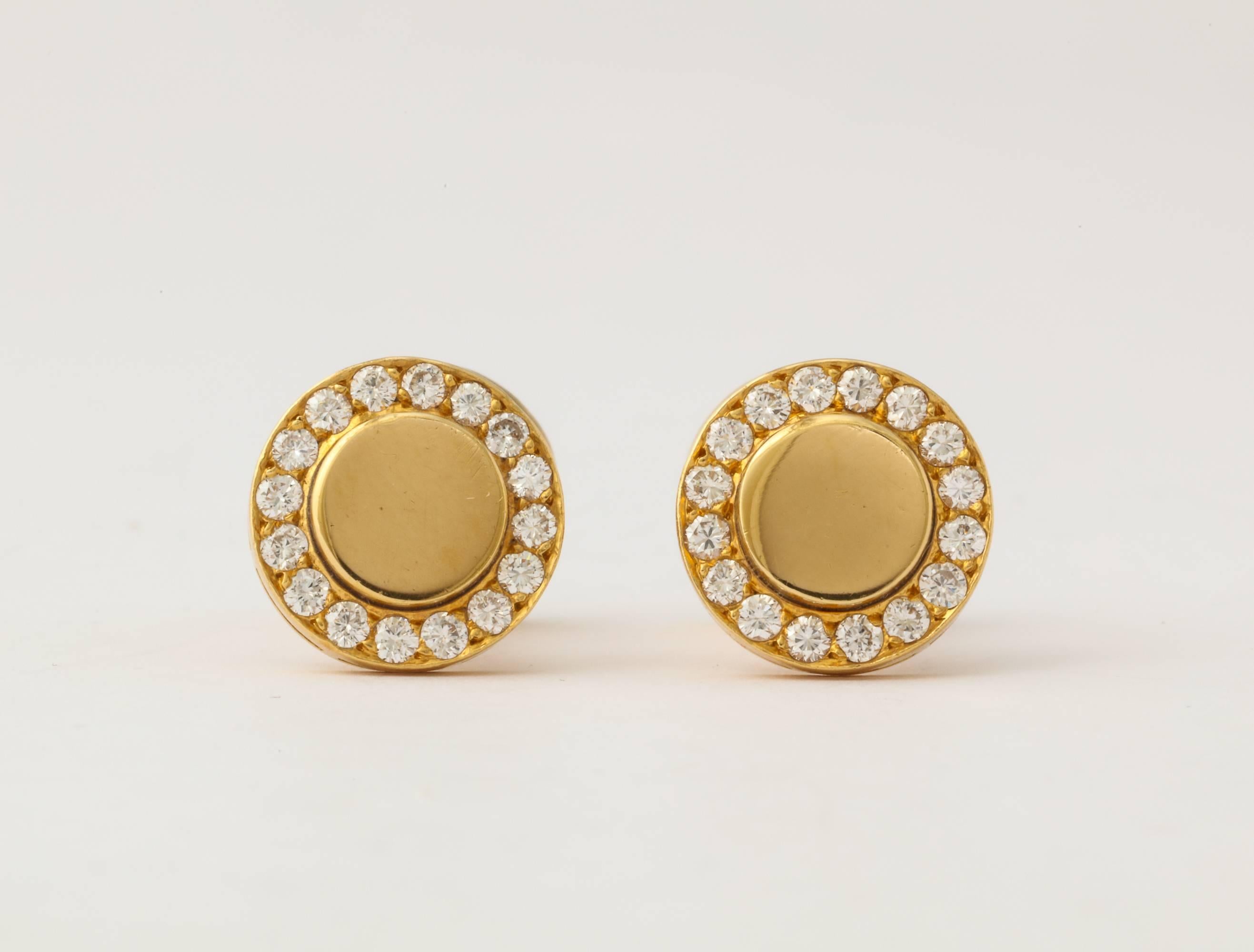 Fred Paris Diamond Gold Cufflinks 1