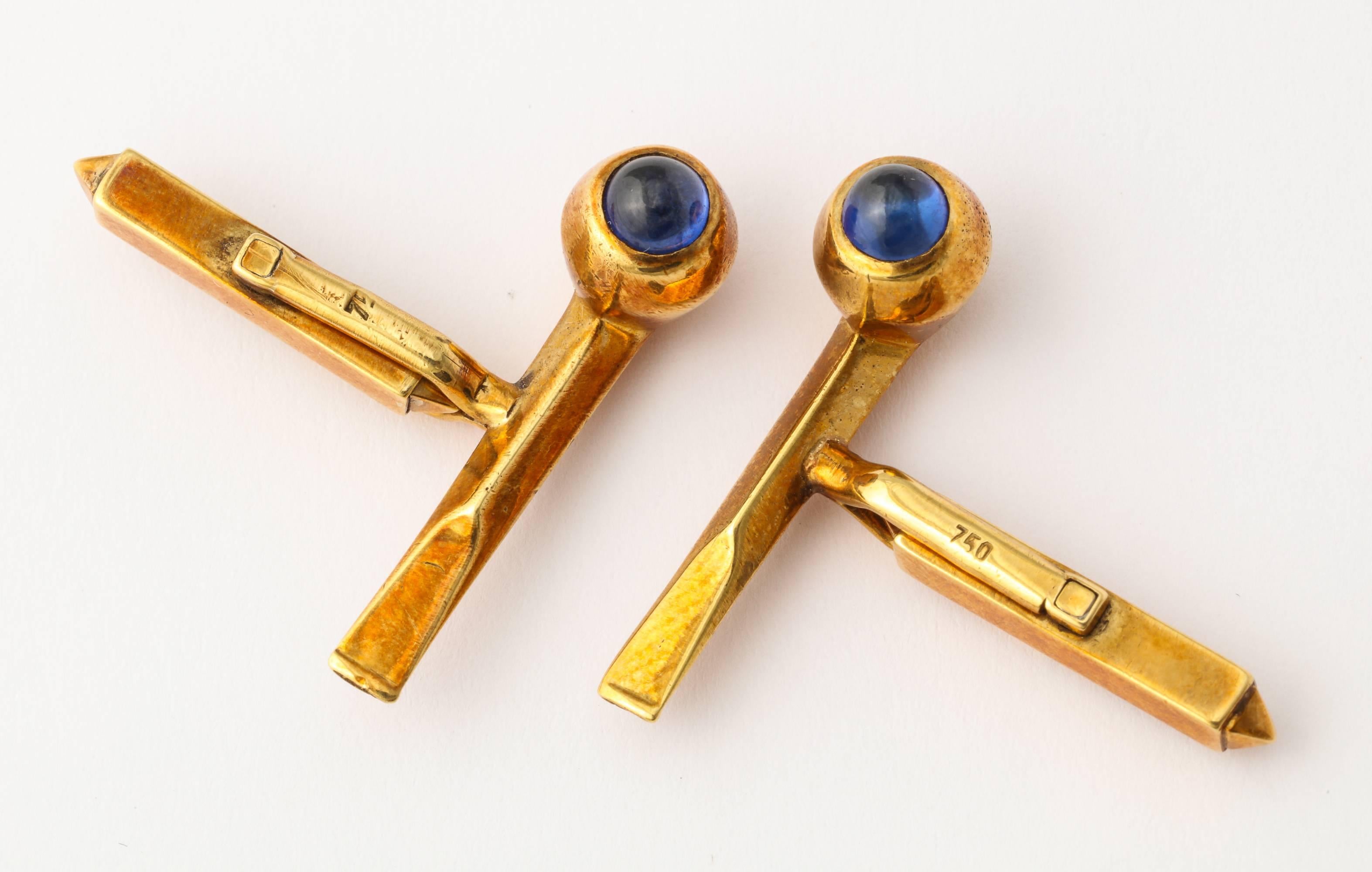 Whimsical Sapphire Rose Gold Pipe Cuff Links In Excellent Condition In New York, NY
