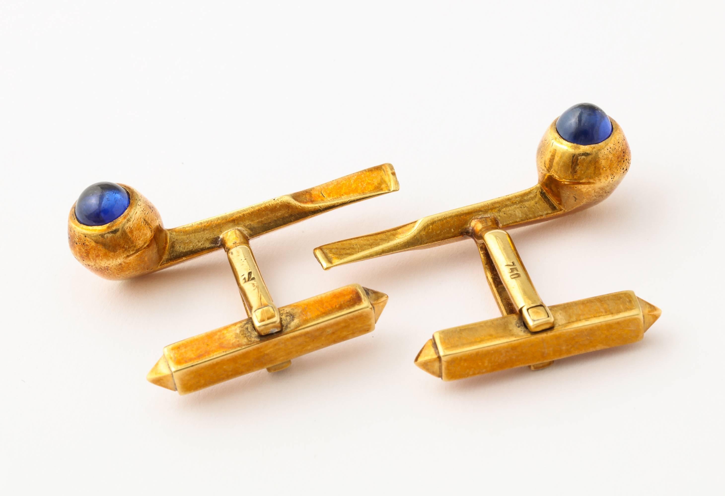 Whimsical Sapphire Rose Gold Pipe Cuff Links 2