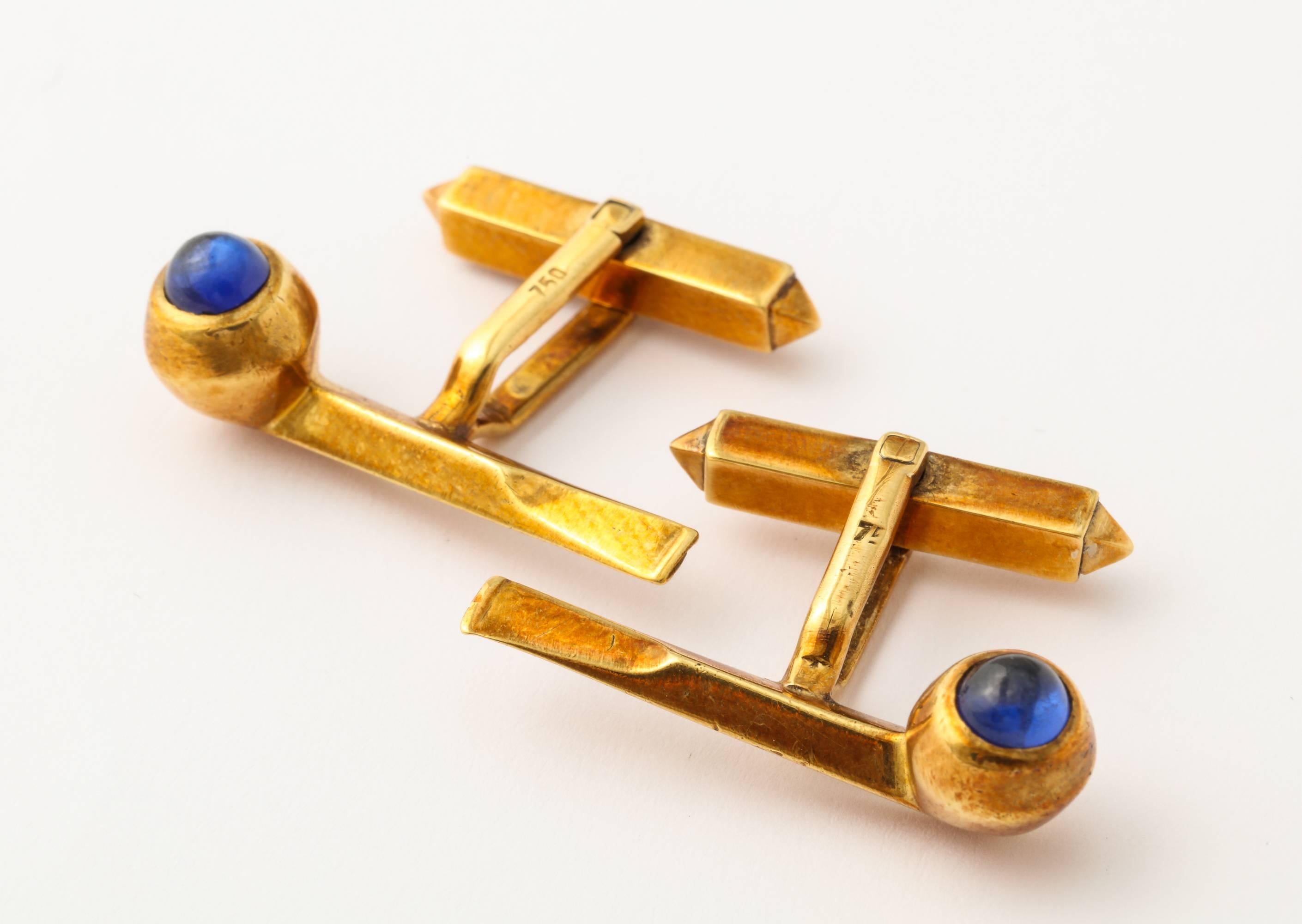 Whimsical Sapphire Rose Gold Pipe Cuff Links 4