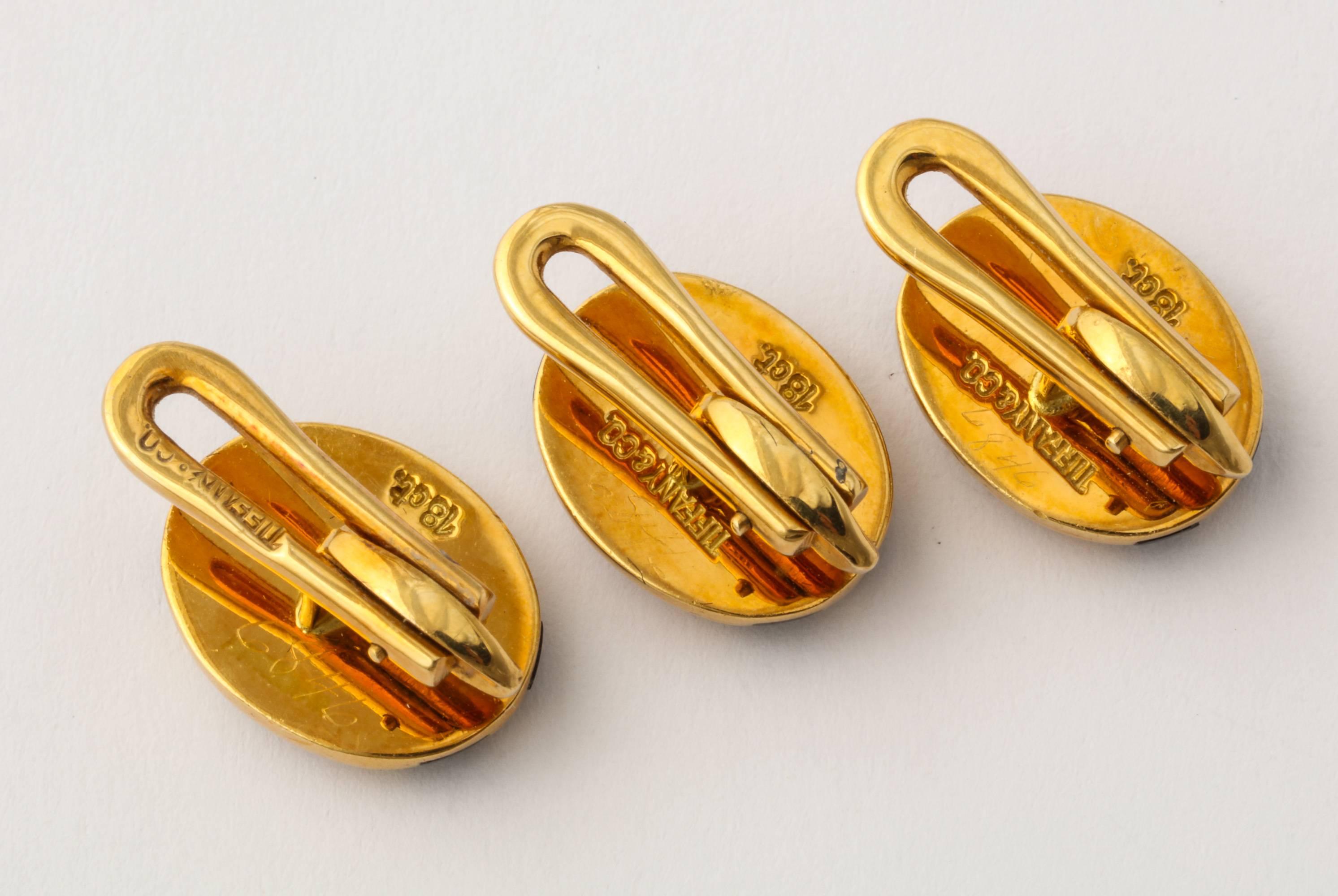 Tiffany & Co. Juego de gemelos de oro con diamantes y jade negro en venta 5
