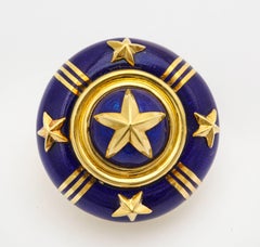 Mavito Pendientes Estrella Azul Real Esmaltado Oro