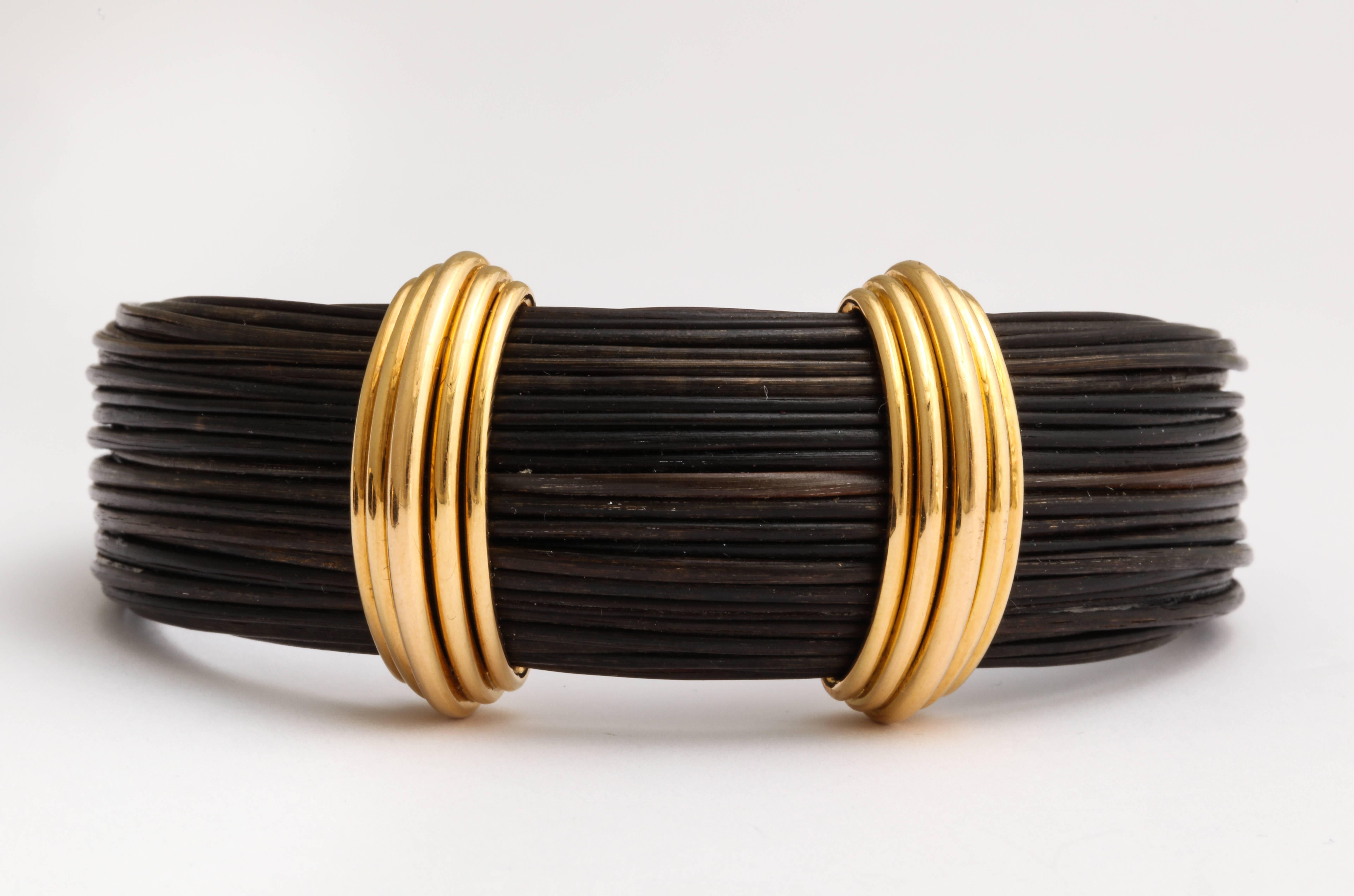 1970s Paul Binder Elephant Hair Gold Necklace and Bracelet 2