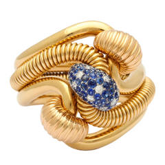 1940s Italian Retro Sapphire Diamond Gold Bracelet 9