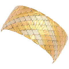 1950s Engraved Two Color Gold Bracelet