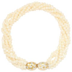 1980s Tiffany & Co. Angela Cummings Positive Negative Pearl Gold Choker Necklace