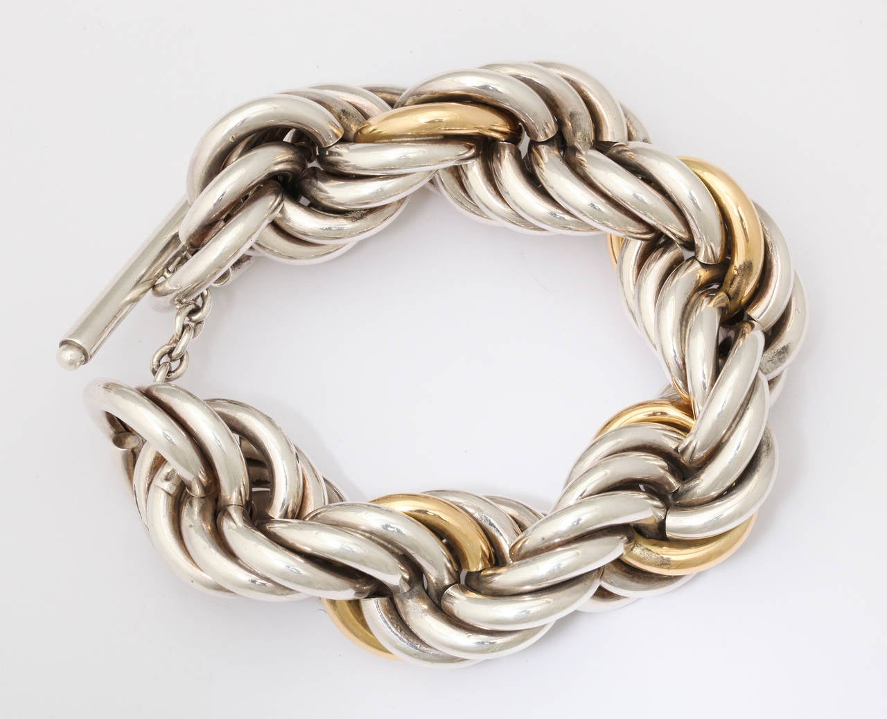 1970s Tiffany & Co. Italy Silver Gold Rope Bracelet 1