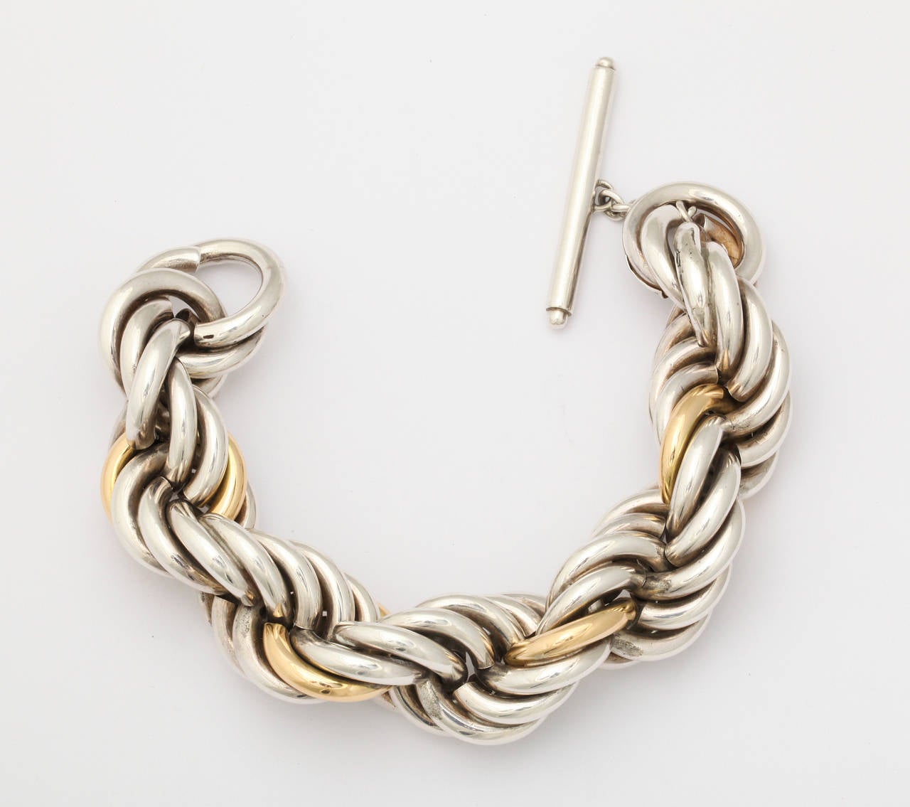 1970s Tiffany & Co. Italy Silver Gold Rope Bracelet 2