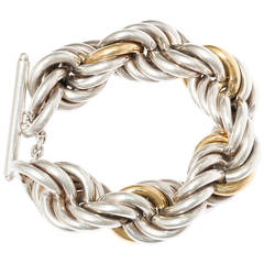 Retro 1970s Tiffany & Co. Italy Silver Gold Rope Bracelet