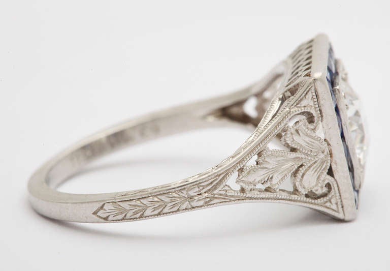 Women's 1923 Tiffany Diamond, Sapphire and Platinum Wedding Engagement Ring