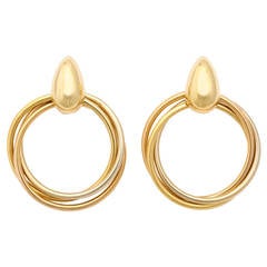 1980s Cartier Paris Gold Triple Loop Ear Clips