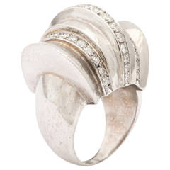 1940s Retro Diamond Gold Cocktail Ring 9