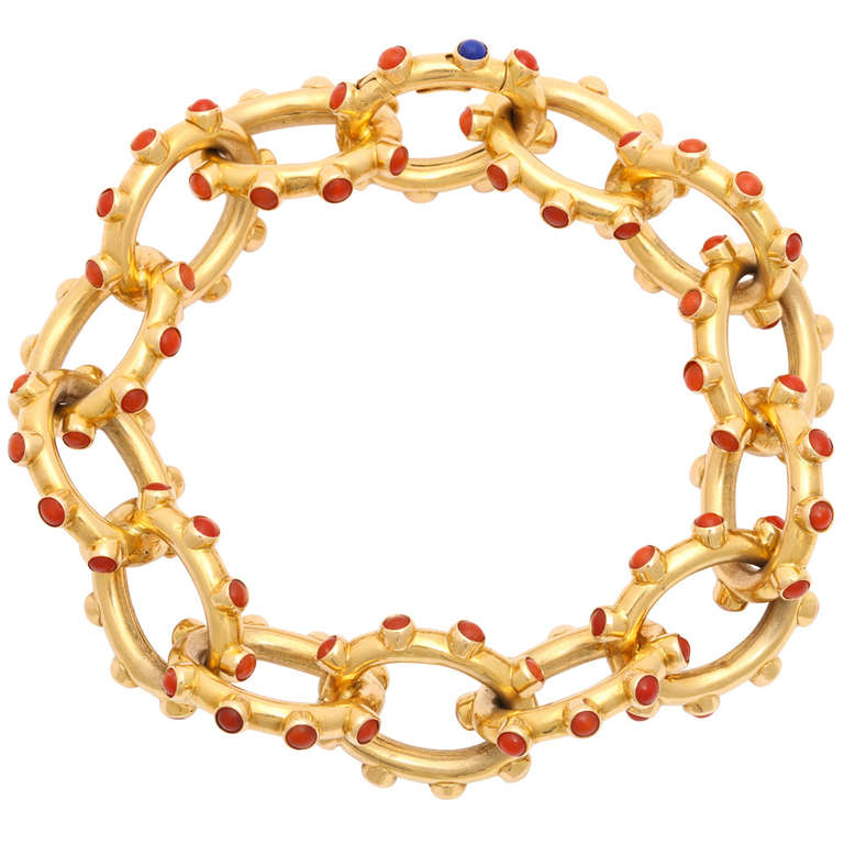 1970s Tiffany & Co. Coral and Gold Bracelet