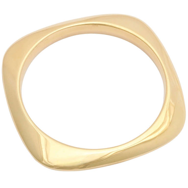 1990s Tiffany Gold Square Bangle Bracelet