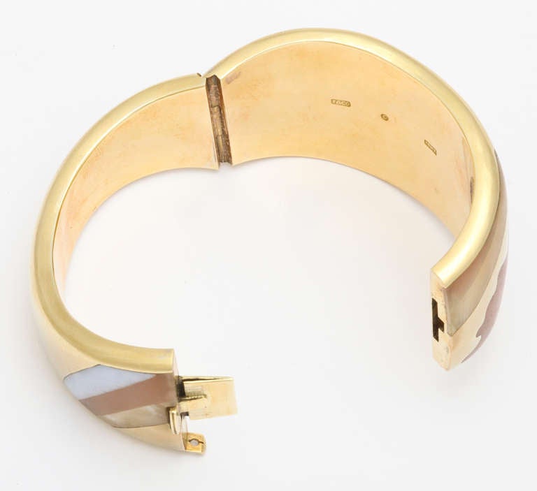 Tiffany & Co. Inlaid Carved Hardstone Gold Bracelet 1