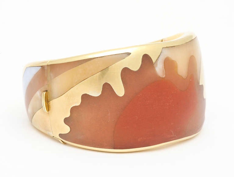 Women's Tiffany & Co. Inlaid Carved Hardstone Gold Bracelet