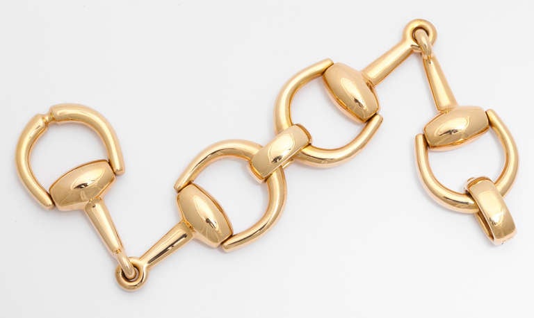 1980s Gucci Cassic Gold Horse Bit Bracelet In Excellent Condition In New York, NY