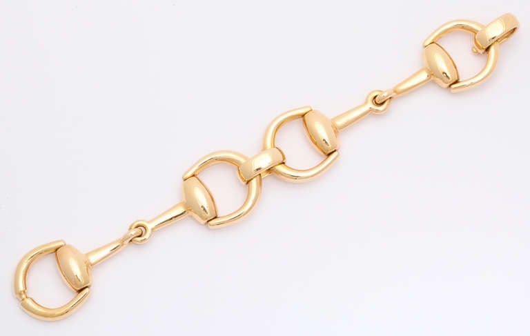 Women's or Men's 1980s Gucci Cassic Gold Horse Bit Bracelet