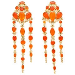 2007 Marilyn Cooperman Fire Opal and Diamond Gold Ear Clips 12