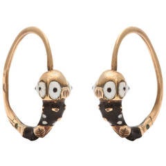 Exotic Blackamoor Enameled Gold Earrings circa 1890s 5