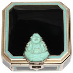 1920s Tiffany & Co. France Art Deco Enameled Sterling Silver Compact