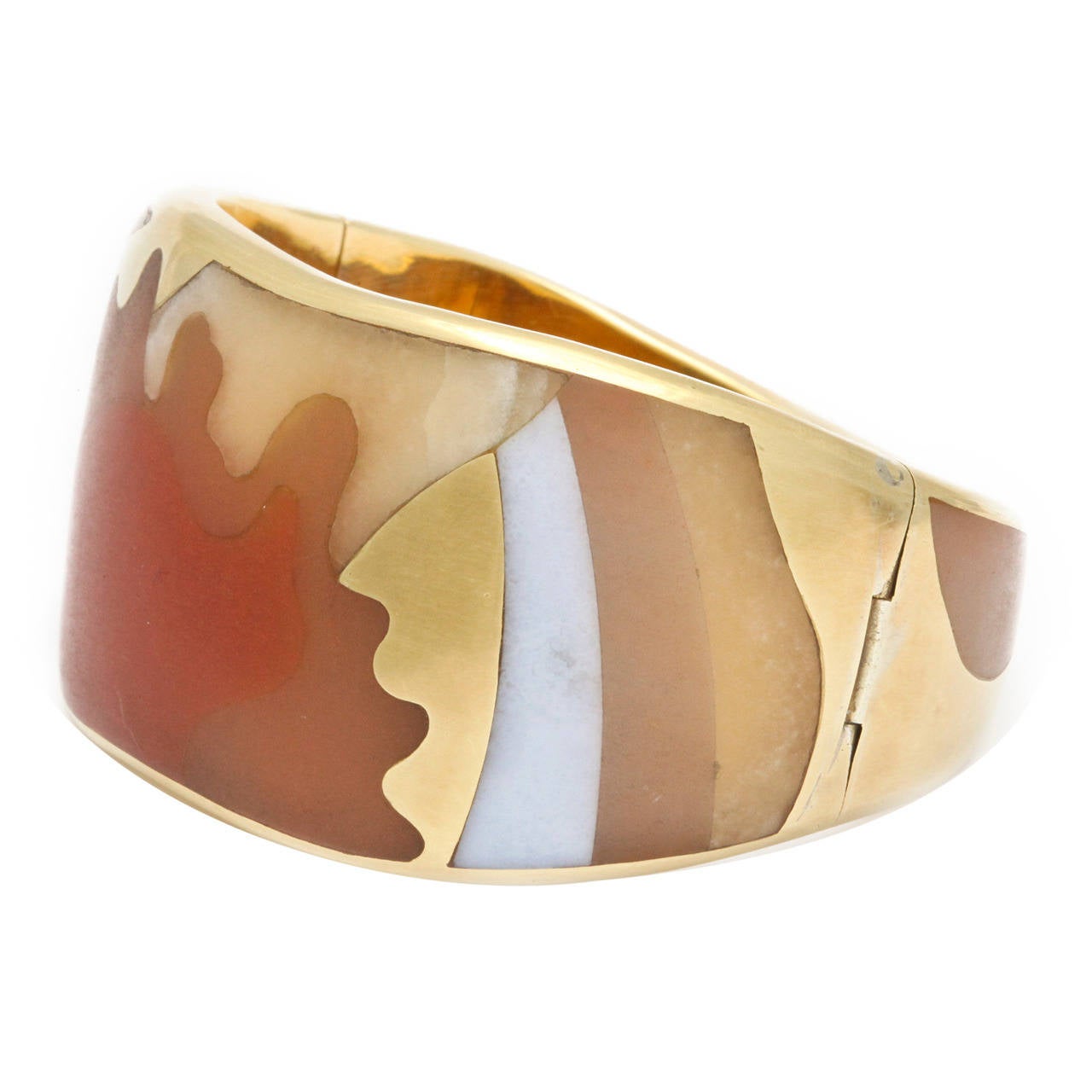 Tiffany & Co. Inlaid Carved Hardstone Gold Bracelet