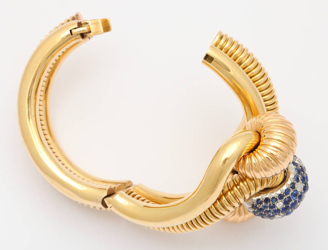 Illario 1940 Retro Sapphire Diamond Gold Bracelet In Excellent Condition In New York, NY