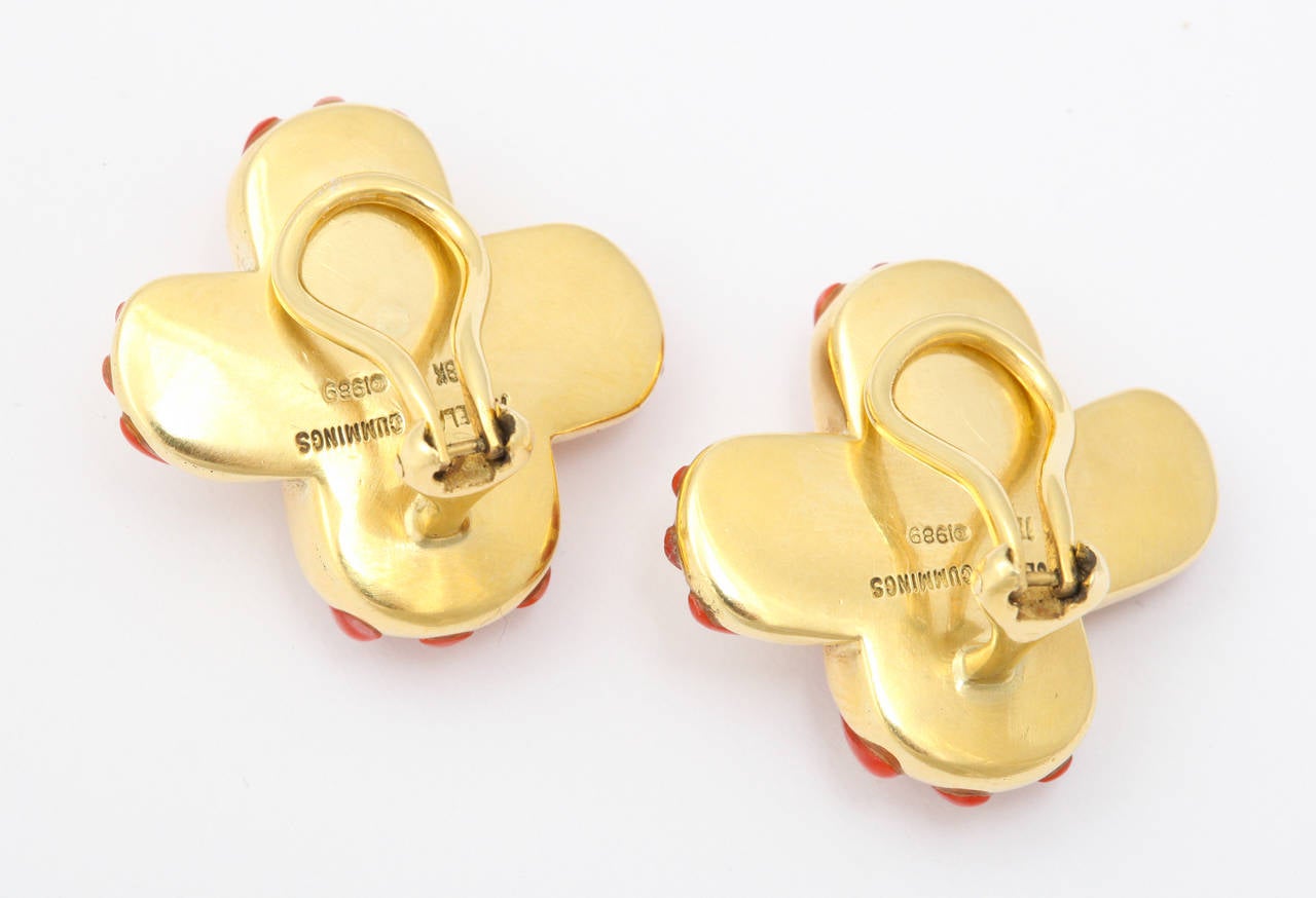 1989 Angela Cummings Coral Gold Ear Clips In Excellent Condition In New York, NY