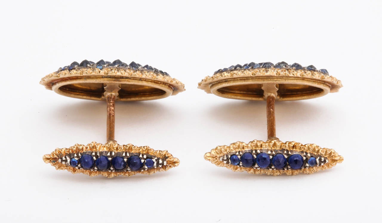 Buccellati Sapphire Gold Cufflinks In Excellent Condition In New York, NY
