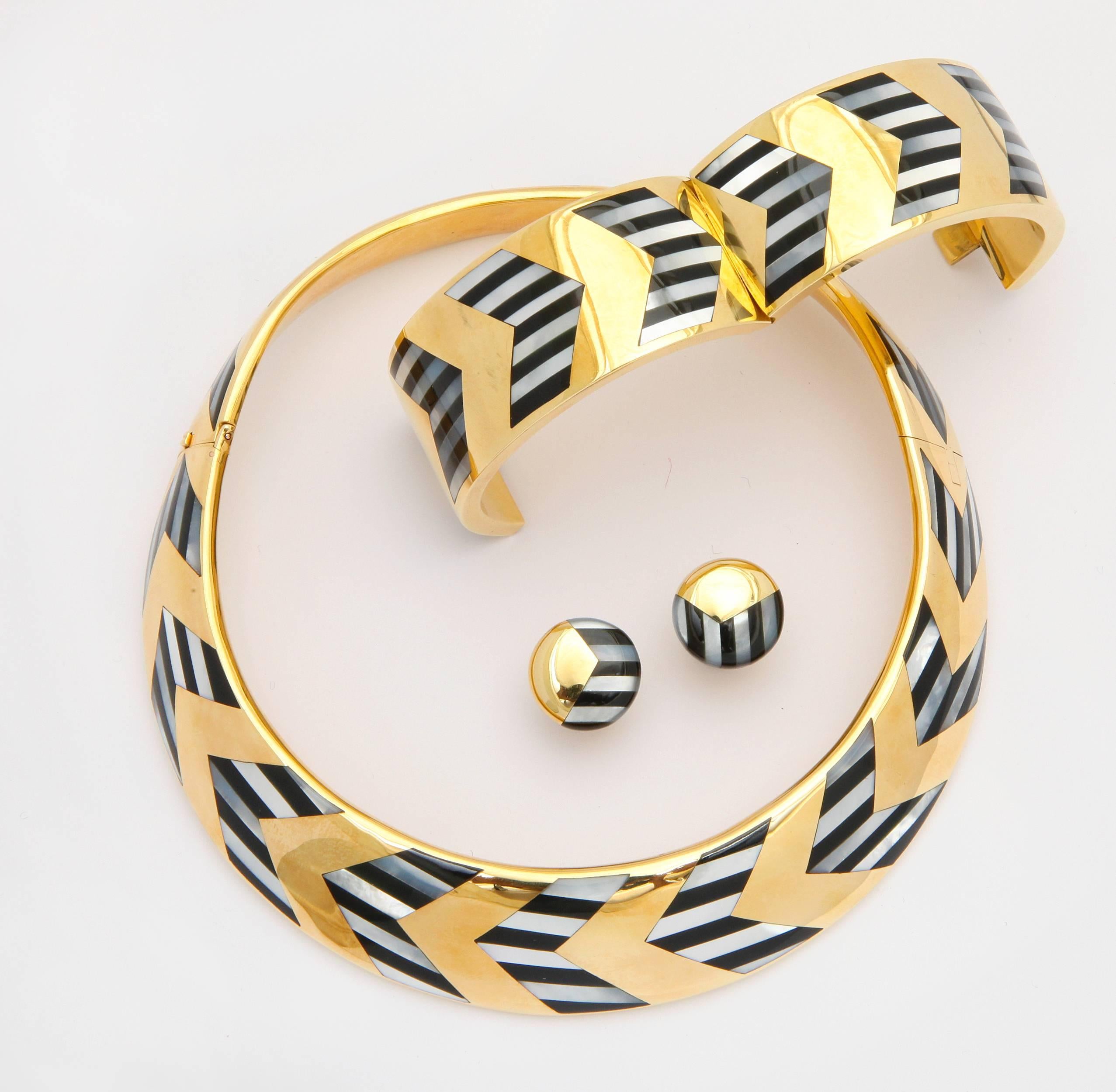 Tiffany & Co. Angela Cummings Set aus Halskette aus schwarzer Jade, Perle und Gold im Zustand „Hervorragend“ im Angebot in New York, NY