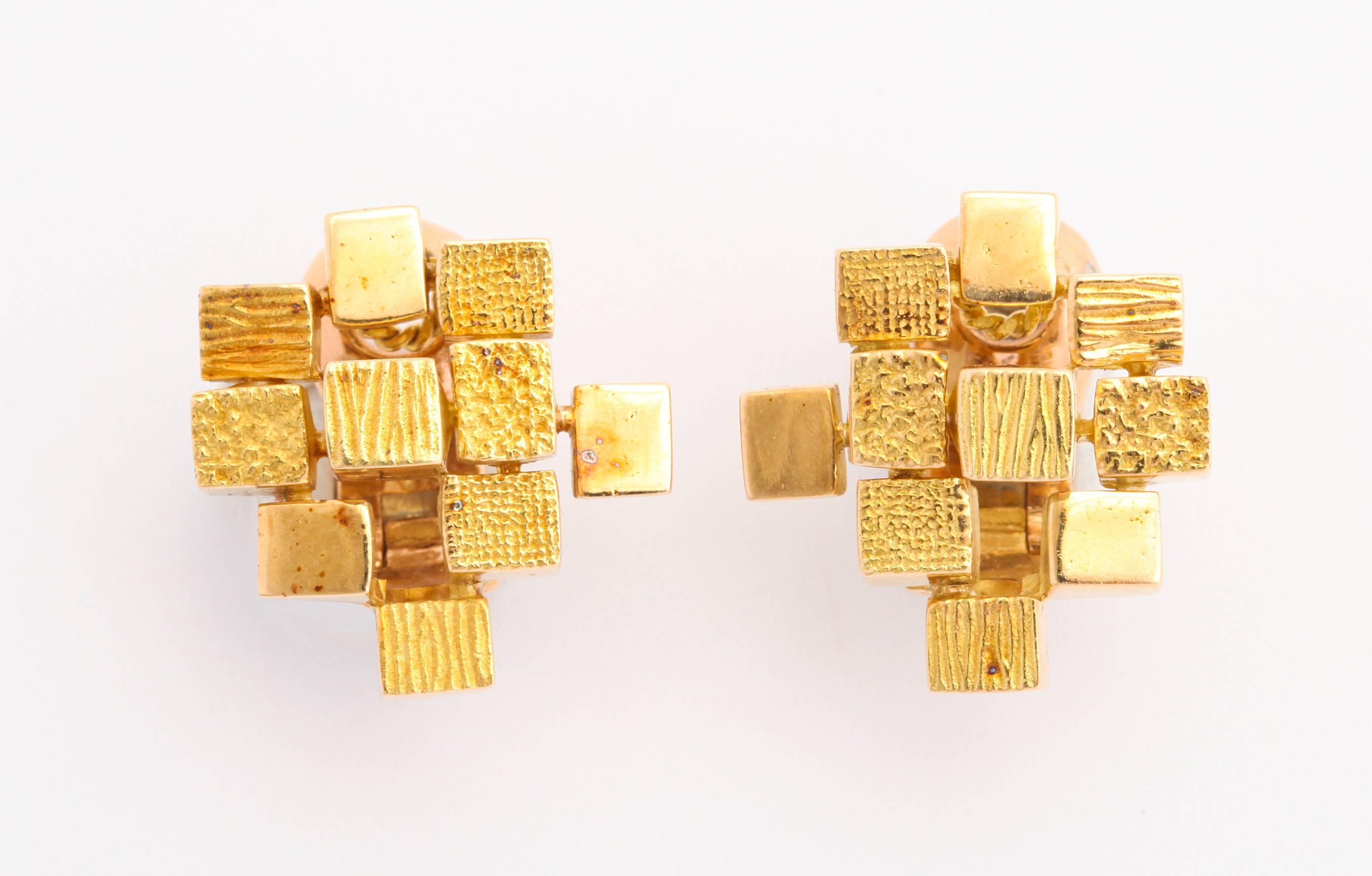 Women's 1960s Mauboussin Modernist Necklace Suite in Textured Gold
