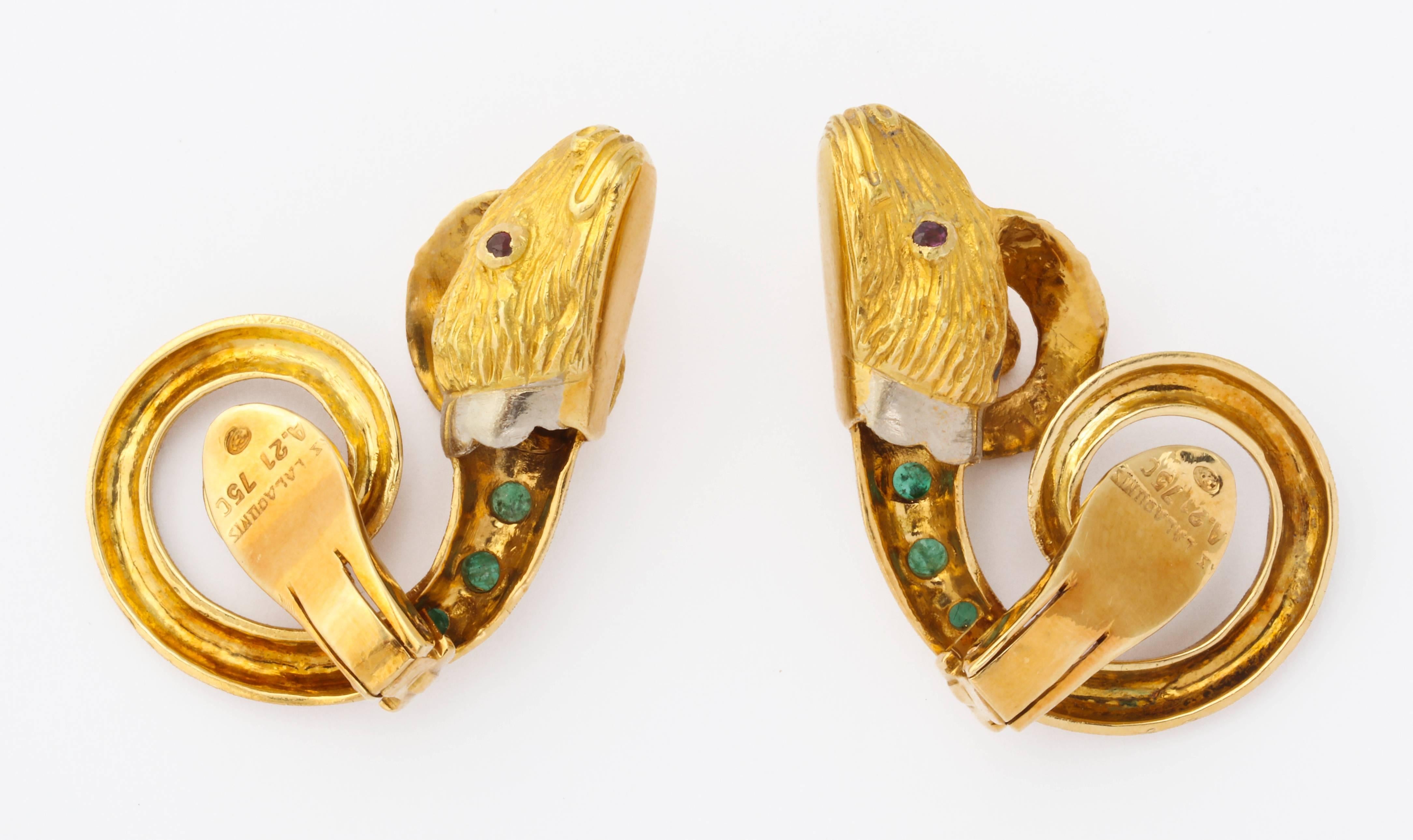 gold ram earrings