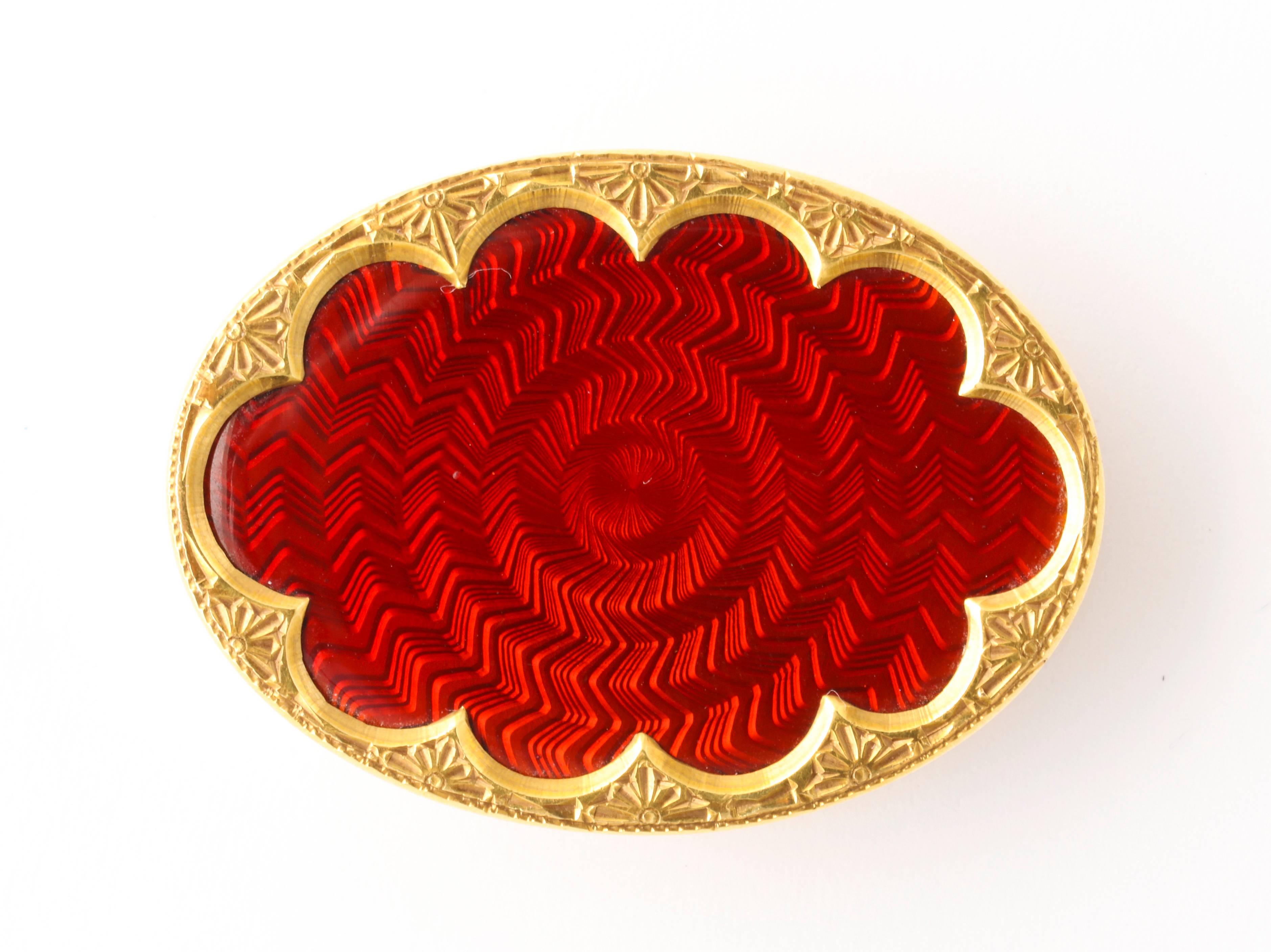 Women's or Men's Cartier Red Enamel Gold Pill Box