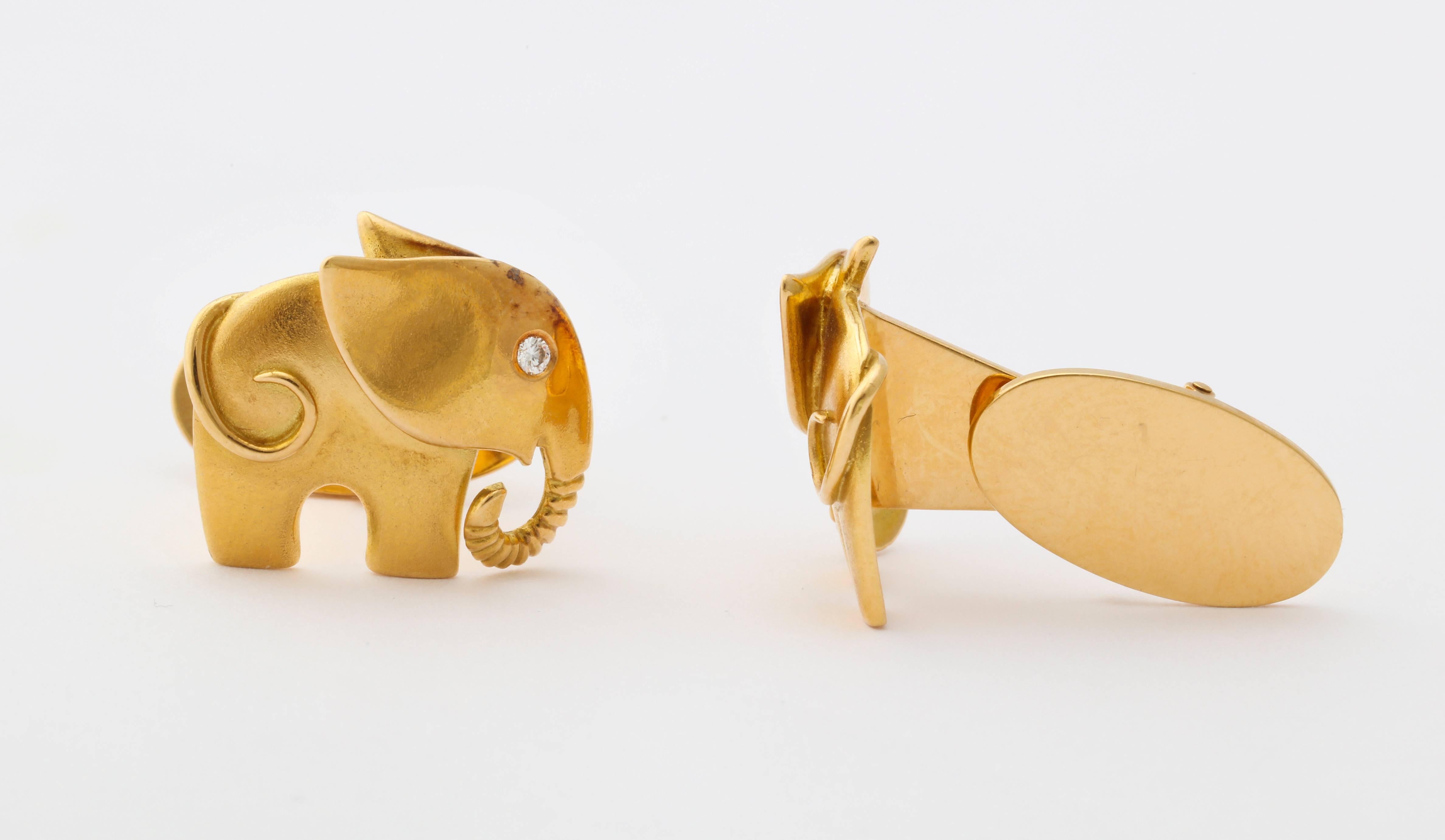 Diamond Gold Elephant Cufflinks 1