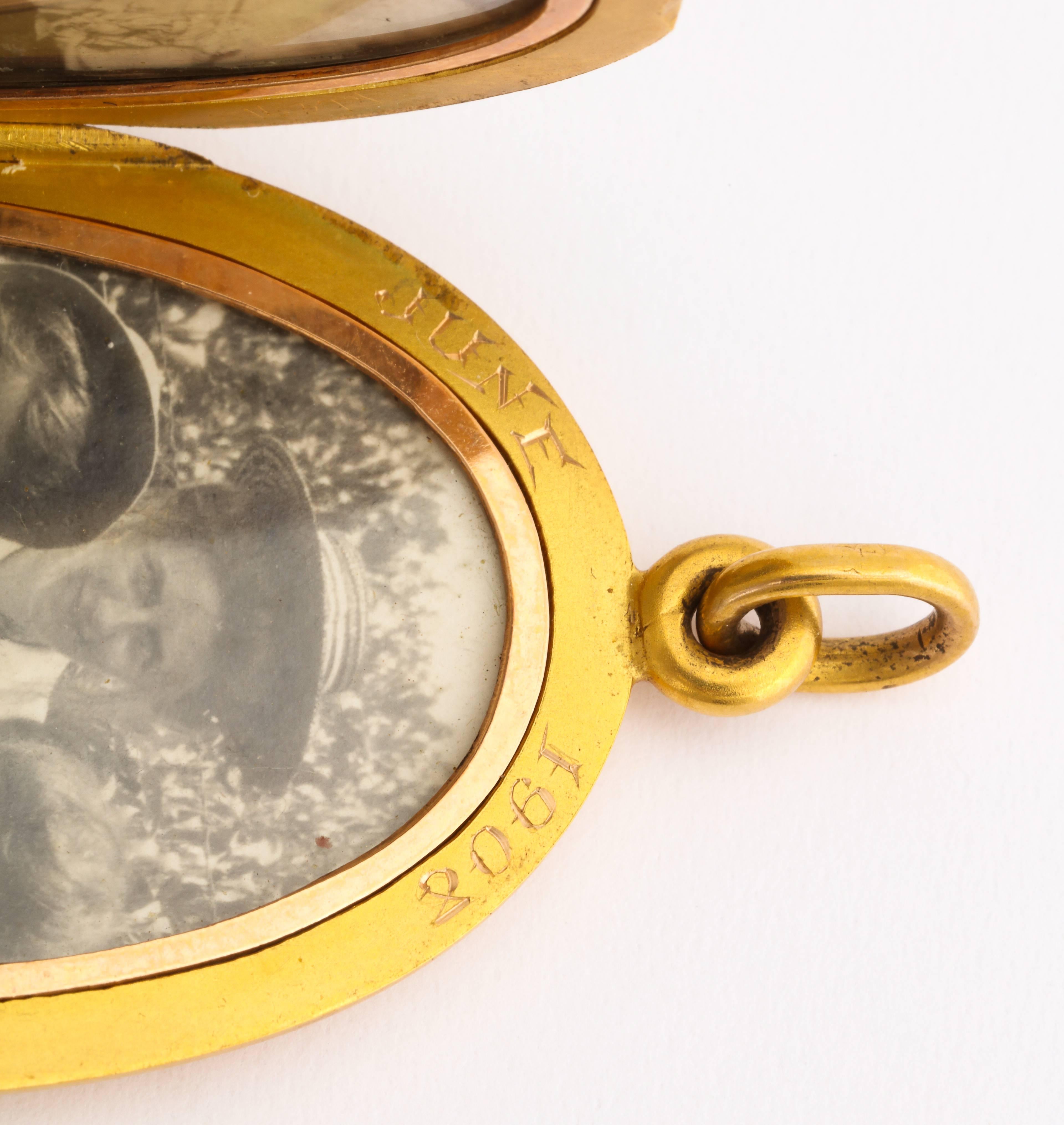 1900s Alling & Co. American Art Nouveau Enameled Gold Locket 1