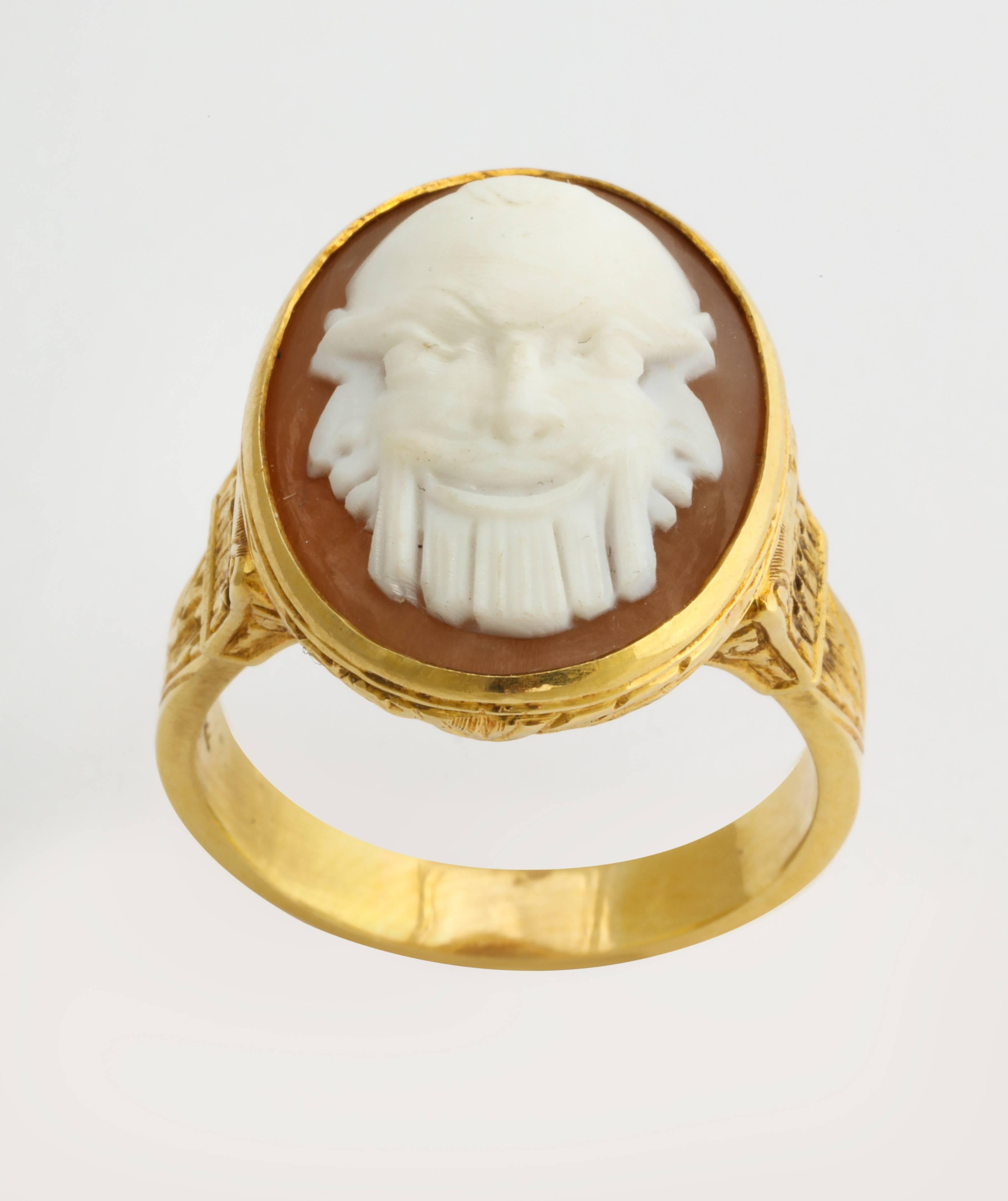 Men's Antique Classical Greek Cameo Gold Ring