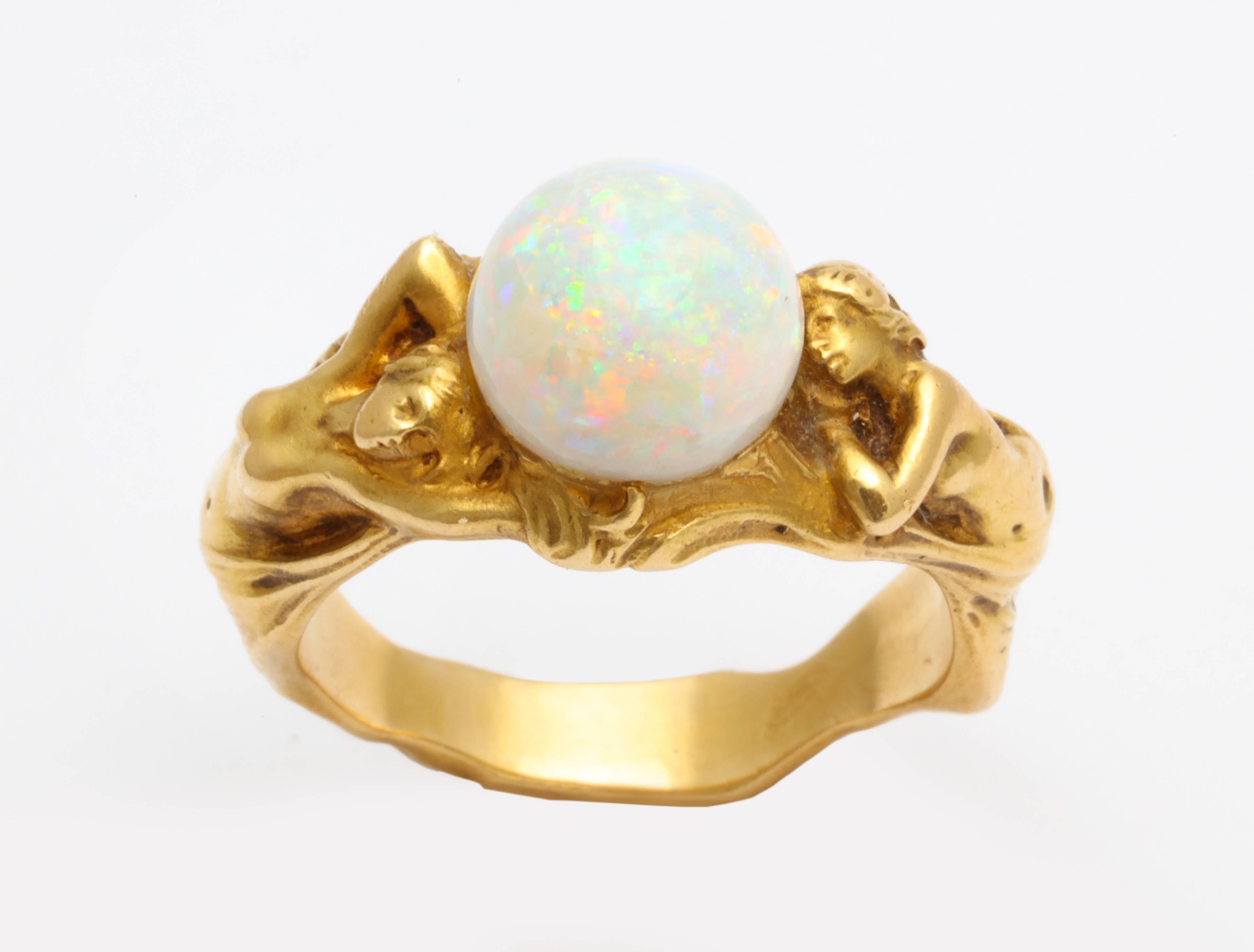 art nouveau gold ring