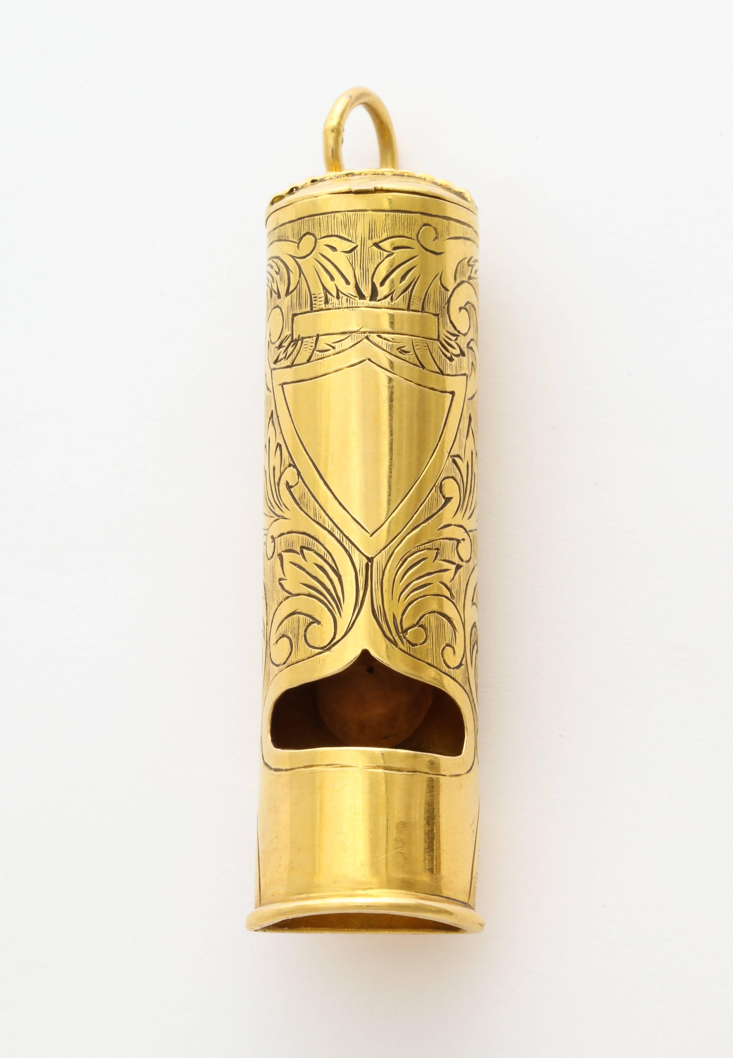 Gilded Age Gold Combination Whistle and Match Safe  In Excellent Condition In New York, NY