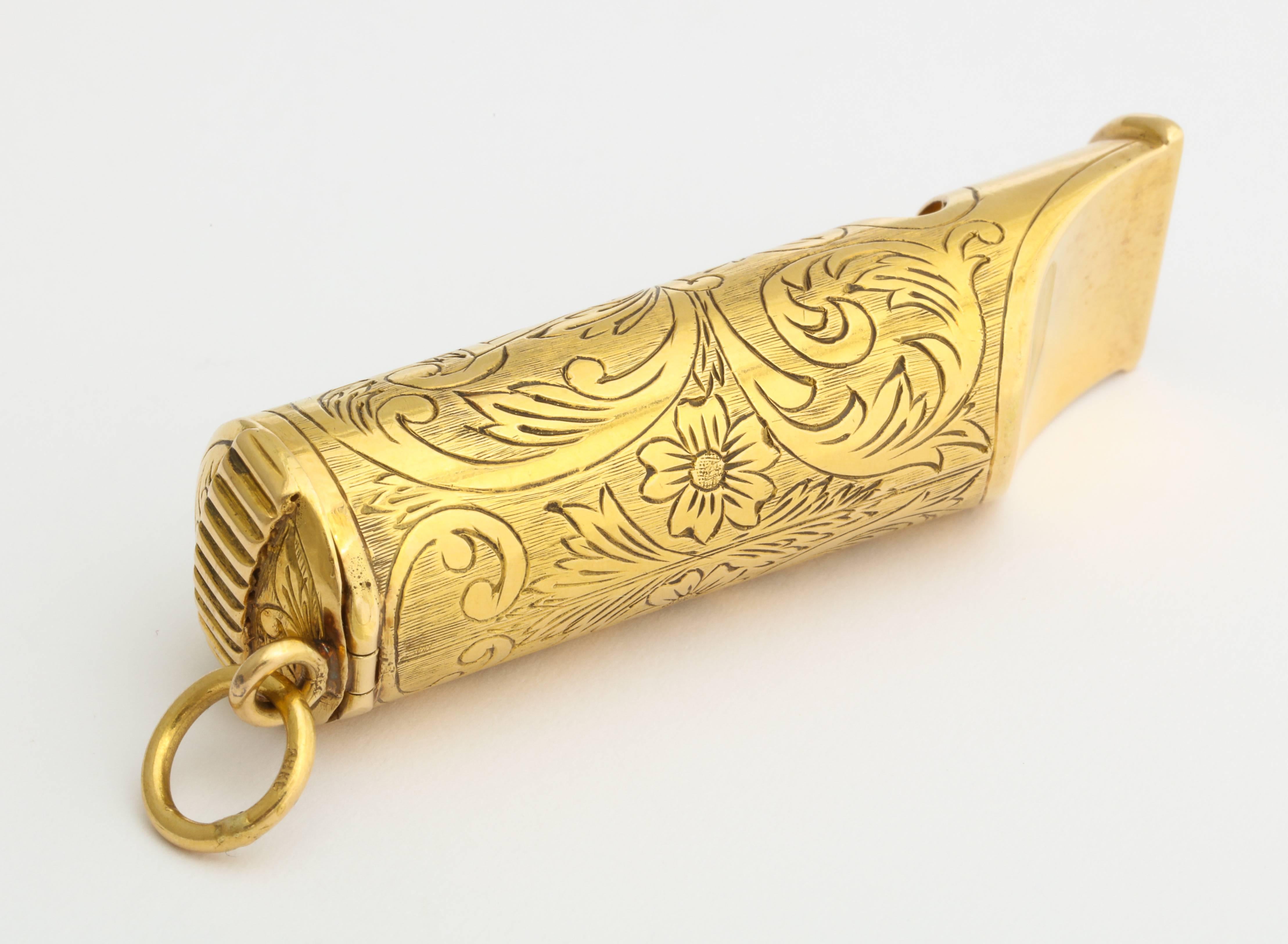 Gilded Age Gold Combination Whistle and Match Safe  2