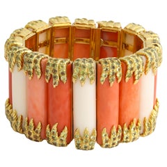 Tony Duquette Mixed Coral Peridot Gold Bracelet One of a Kind